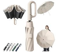 Ring Buckle Umbrella, 2-in-1 Ring Bubble Umbrella, Portable, Reinforced, Extra-Large for Sun & Rain with Rings Buckle Handle, for Daily Use, Travel & Rain (Beige,Large Size)