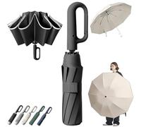 Ring Buckle Umbrella, 2-in-1 Ring Bubble Umbrella, Portable, Reinforced, Extra-Large for Sun & Rain with Rings Buckle Handle, for Daily Use, Travel & Rain (Black,Regular Size)