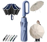 Ring Buckle Umbrella, 2-in-1 Ring Bubble Umbrella, Portable, Reinforced, Extra-Large for Sun & Rain with Rings Buckle Handle, for Daily Use, Travel & Rain (Blue,Large Size)