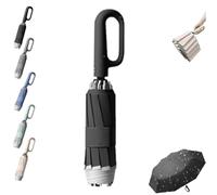 Ring Buckle Umbrella,2024 NEW Reflective Safety Strip,Ring Buckle Fully Automatic Compact Folding Travel Umbrella,Portable Folding Umbrella for Rain&Sun,Sturdy Windproof,Travel Portable (Black)