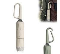 Ring Buckle Umbrella, Auto Open Close Lightweight Compact Portable Windproof Travel Umbrella, Automatic Umbrella Folding Umbrella with Carabiner Handle and Reflective Safety Strip (White)