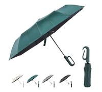 Ring Buckle Umbrella, Ombrello pieghevole compatto da viaggio per pioggia e sole, apertura e chiusura automatica, 10 costole, ombrello portatile per uomini e donne, verde, 27"