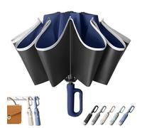 Ring Buckle Umbrella, Rain Buckle Umbrella with 41'' & 49'' Canopy, Sturdy Windproof Automatic Open Close, Compact Folding Design, Reflective Strip, for Sunny & Rainy, Couple Use (Single Blue)
