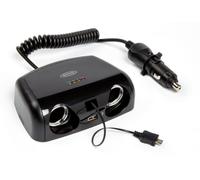 Ring Doppia presa accendisigari 12V 10A con USB 2A, micro USB 1A e tester batter