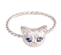Ring Ladies Ring Hand Ornament Rhinestone Glitter Cat Pattern Cute Fashionable Anniversary Present Exquisite Workmanship Nice processing