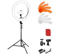 Ring light LED 45 cm dimmerabile 58 W con supporto telefono e filtri per selfie
