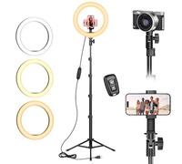 Ring Light Professionale, 10" Ring Light Telefono con 62" Treppiede Alto & 3 Modalità, Luce per Selfie, Trucco, Video e Fotografia