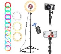 Ring Light Professionale, 182cm Treppiede per Smartphone con Luce, 10" Luce RGB Dimmerabile ad Anello per Selfie, Youtube, TikTok, Video & Fotografia