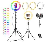 Ring Light Professionale Luce Selfie - 10" LED Lampada con Telefono - Luce ad Anello con 59" Treppiede Alto 40 Modalità RGB Di Illuminazione 13 Luminosità per Trucco Fotografia Youtube Video