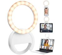 Ring Light Telefono Bianco,Temperatura Colore Regolabile da 3000K a 7000K, 5 livelli di Luminosità Regolabili, Adatto per Selfie, Laptop/Tablet,YouTube, TikTok, Video