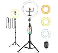 Ring Light Telefono, Selfie Ring Light LED con Treppiede, 10 Pollice Luce ad Anello, Anello Luminoso per Trucco Fotografia in Streaming 3 Modalità Colore e 11 Luminosità Alimentato Tramite USB