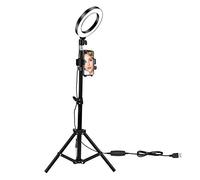 Ring Light with Stand, 6" Selfie LED Ring Light with Tripod Stand+Phone Holder+Remote Control, 10 Levels of Dimming Brightness, 3 Color Light Modes, for YouTube/Makeup/Live Broadcast/Tattoo/VLOG