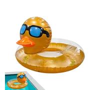 Ring Pool Float - Floating Swimming Tube | Sequins Duck Shape Inflatable Ring | PVC Material 91x59cm 550g Yellow Gold Blue - For Kids Adults Teens Girls Boys Beach Summer Travel Party River Lake