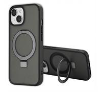 ACCEZZ Stand ad Anello Backcover metallo Cover per Apple iPhone 15, Nero