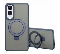 ACCEZZ Stand ad Anello Backcover metallo Cover per Samsung Samsung Galaxy S25 Edge, Blu
