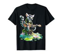 Ring-Tailed-Lemur contiene chitarra musicista colorato arte animale Maglietta
