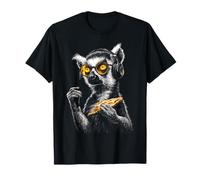 Ring-Tailed-Lemur Hold Pizza Cuffia Animale Grafica Maglietta