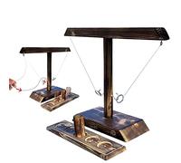 Ring Toss Game Tavolo in Legno - Hook and Ring Toss Battle Game per 2 Giocatori, Gioco con Gancio e Anello Interattivo per Feste & Bar, Lancio Degli Anelli Fatto a Mano di Alta Qualità