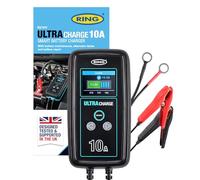 RING ULTRACHARGE - Caricabatterie da auto intelligente da 10 A e mantenimento della batteria, con test alternatore e modalità di alimentazione, compatibile con batterie agli ioni di litio, piombo, gel