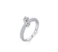 Ring Verlobung, Verlobungsring Frau Silber Doppelreihiger Zirkoniaring mit Solitär 925 Silber, 54 (17.2), 925 Silber, Zirconia