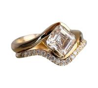 Ringe Aus Metall 2 Cut Wedding Engagement Ring Ring Set Women Yellow Gold Plated Bridal Set 925 Sterling Silver Customized Anniversary Birthday For Her Herren Der Ringe (Gold, F)