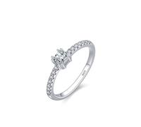 Ringe Frauen 925 Silber, Unisize Ring Silber Ewigkeit mit Quadratischem Solitär Geshenke Frauen für Geburtstag, 49 (15.6), 925 Silber, Zirconia