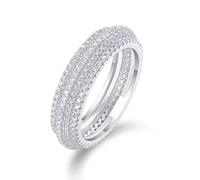 Ringe Frauen Set, Ring Damen 5,5 mm Ring Komplett mit Moissanit Besetzt Silber 14K Weiße gold Größe 65 (20,7)