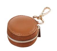 Ringhalter - Schlüsselanhänger | Mini PU Leder Tasche mit Reißverschluss für Frauen Samtfutter tragbar Schmuck Aufbewahrung Schlüsselbund Reise Alltag Auto Rucksack