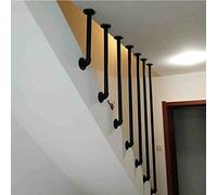 Ringhiera a forma di L con tubo rotondo per interni ed esterni, in ferro battuto, nero, 1 pezzo (dimensioni: 100 cm) - Guardrail per scale per una maggiore sicurezza