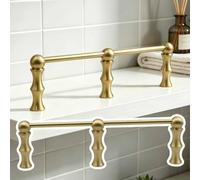 Ringhiera Anticaduta in Ottone per Mensole Bagno, Ringhiera Impermeabile | Ringhiera Protettiva Decorativa, Recinzione Antiribaltamento Vintage per Librerie Cucina Vino e Bar(Brass C,85cm)