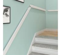 Ringhiera antiscivolo in legno per scale da parete per interni ed esterni, 360 cm, ideale per bambini e anziani, include hardware con finitura bianca