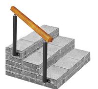 Ringhiera di transizione regolabile in legno per gradini esterni, montaggio laterale, in ferro battuto, per 1-3 gradini, supporto per veranda da giardino