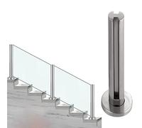 Ringhiera in acciaio inox per interni in vetro per pannelli da 10/12 mm, altezza 100,1 cm, balaustra per balcone e scale, design a metà palo