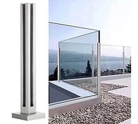 Ringhiera in Vetro Parapetto in Vetro Argentato per Ringhiera di Ponte/Patio/Scala/Corridoio, Kit Balaustra per Esterni in Acciaio Inox, Sistema di Supporto per Recinzione Verticale A Pavimento ( Colo