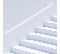 Ringhiera industriale per scale da parete, con balaustre in tubo zincato, barra di supporto per scale interne, 180 cm, bianco, per sicurezza e stabilità