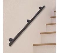 Ringhiera industriale per scale in metallo nero per uso interno ed esterno, 1 m, 1,5 m, 2 m, 2,4 m, 3 m, 6 m, include kit di installazione per una maggiore sicurezza e stile