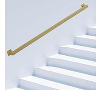 Ringhiera industriale per scale, montaggio a parete con barra di supporto, balaustre in tubo di zinco per scale interne, finitura oro 180 cm, soluzione di sicurezza durevole ed elegante