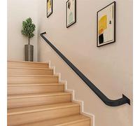 Ringhiera moderna per scale da 3,5 m, corrimano nero per scale interne, design a parete con supporti in ferro battuto e viti in metallo (dimensioni: 210 cm)