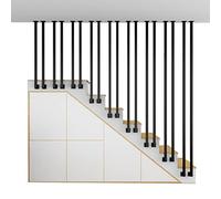 Ringhiera per corrimano per scale, ringhiere in tubo nero per ringhiera interna ed esterna - Recinzione per gradini della soffitta del corridoio, corrimano di sicurezza per bambini anziani - Quadrato