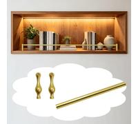 Ringhiera per Mensola Barra di Protezione in Alluminio per Mobili da Cucina Barra Frontale Decorativa per Ripiani Set di Barre Anticaduta a Lunghezza Personalizzata(Gold C,32in(81cm))