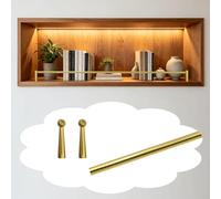 Ringhiera per Mensola Barra di Protezione in Alluminio per Mobili da Cucina Barra Frontale Decorativa per Ripiani Set di Barre Anticaduta a Lunghezza Personalizzata(Gold B,25in(64cm))
