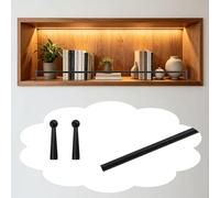 Ringhiera per Mensola Barra di Protezione in Alluminio per Mobili da Cucina Barra Frontale Decorativa per Ripiani Set di Barre Anticaduta a Lunghezza Personalizzata(Black B,28in(71cm))