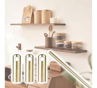 Ringhiera per Mensola Barra in Ottone per Mensole Sospese, Set di Barre di Protezione per Mensole (50 60 75 80 90 cm), Barra Sicurezza per Armadietti per Vini/Scarpe(Style B,20in/51cm)
