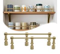 Ringhiera per mensola Binari In Ottone Per Mensole Con 3 Montanti, Ringhiera Decorativa Per Armadietti E Vetrine, Ringhiera Personalizzabile Per Mensole A Sbalzo(Set of 2,Long 16in/41cm)