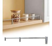 Ringhiera per Mensola Binario per Scaffale da Cucina con Mandrino, 30-140cm Barriera di Sicurezza in Acciaio Inossidabile, Binari Argentati Anti-Ribaltamento per Scaffali(110cm(43.3in))