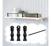 Ringhiera per Mensola Ringhiera Decorativa in Metallo per Scaffali, Set di Ringhiere per Scaffali Lunghi con 3 Perni, 20 30 45 60 80 90 cm Ringhiera per Vino, Libri(Black B,36in/91cm)