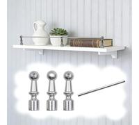 Ringhiera per Mensola Ringhiera Decorativa in Metallo per Scaffali, Set di Ringhiere per Scaffali Lunghi con 3 Perni, 20 30 45 60 80 90 cm Ringhiera per Vino, Libri(Silver A,18in/46cm)
