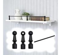 Ringhiera per Mensola Ringhiera Decorativa in Metallo per Scaffali, Set di Ringhiere per Scaffali Lunghi con 3 Perni, 20 30 45 60 80 90 cm Ringhiera per Vino, Libri(Black A,36in/91cm)