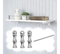 Ringhiera per Mensola Ringhiera Decorativa in Metallo per Scaffali, Set di Ringhiere per Scaffali Lunghi con 3 Perni, 20 30 45 60 80 90 cm Ringhiera per Vino, Libri(Silver B,36in/91cm)