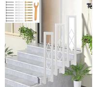 Ringhiera per scale a forma di U, in metallo, antiscivolo, montaggio laterale, per corridoi, loft, gradini esterni, recinzione decorativa da giardino con motivo a rombi (bianco 90)
